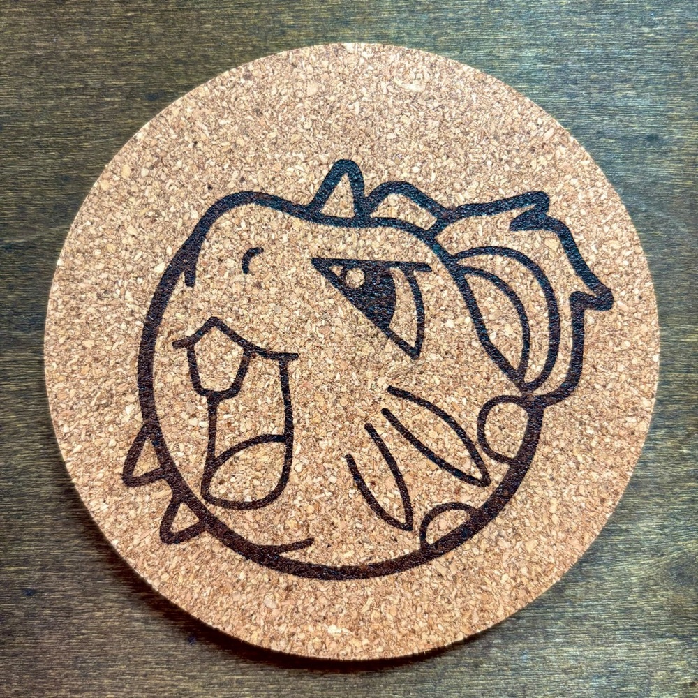 Pokemon Raticate Face Laser Engraved Cork Coaster